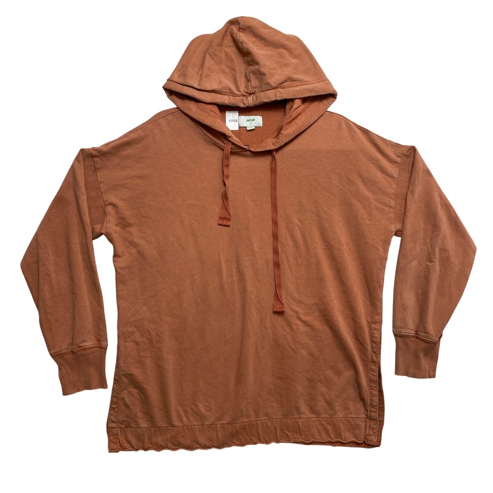 Aerie Hoodie Womens Small Orange Oversized Side Slit French Terry Pullover